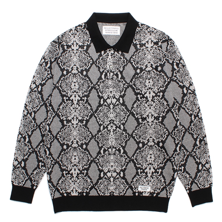 画像: WACKO MARIA/PYTHON KNIT JACQUARD POLO SHIRT（WHITE）［パイソンジャガードポロシャツ-23秋冬］