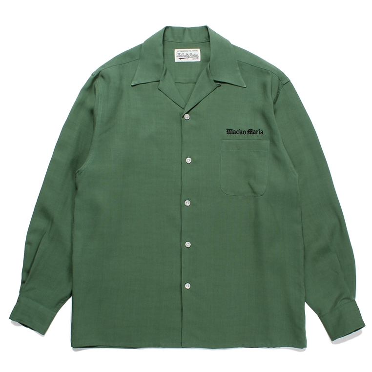 画像: WACKO MARIA/50'S OPEN COLLAR SHIRT（GREEN）［50'Sオープンカラーシャツ-23秋冬］