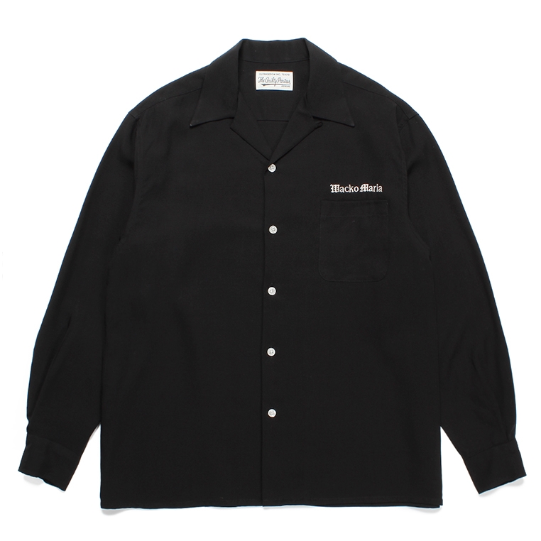 画像: WACKO MARIA/50'S OPEN COLLAR SHIRT（BLACK）［50'Sオープンカラーシャツ-23秋冬］