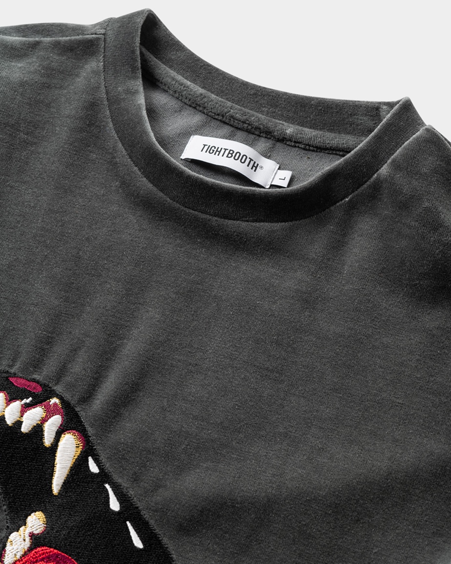 画像: TIGHTBOOTH/BITE VELOUR 3/4 SLEEVE TEE（Charcoal）［ベロア7分袖T-23秋冬］