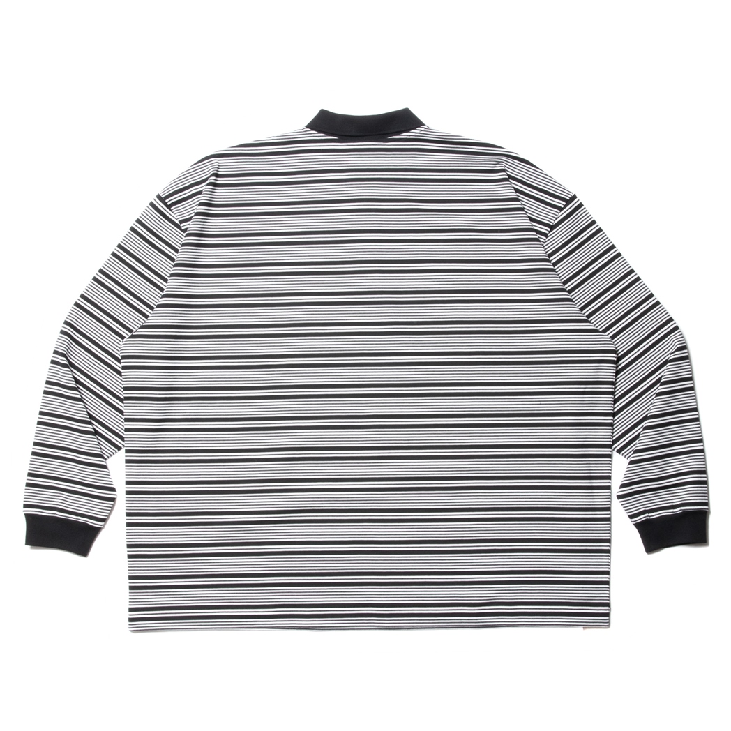 画像: COOTIE PRODUCTIONS/Supima Border Oversized L/S Polo（Black）［ボーダーオーバーサイズ長袖ポロ-23秋冬］