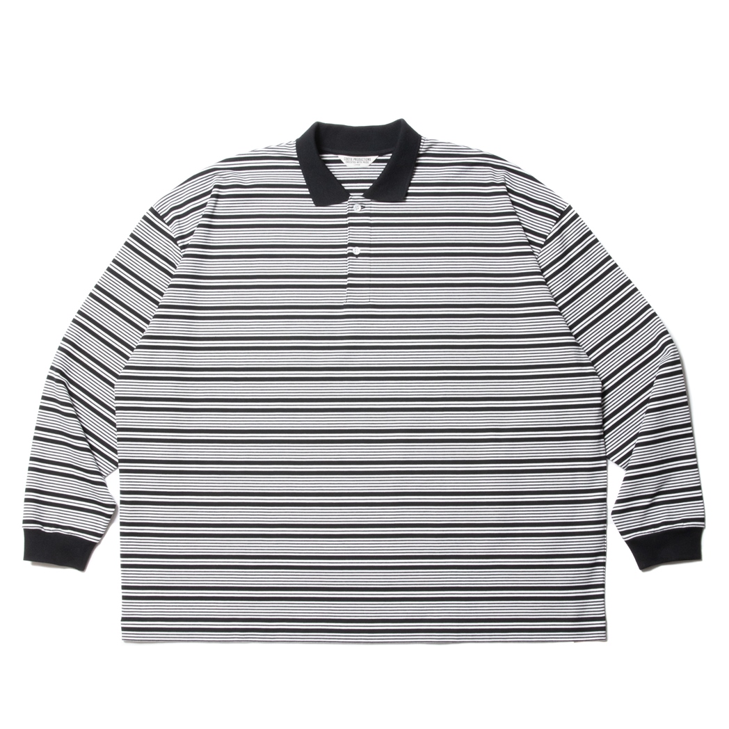 画像: COOTIE PRODUCTIONS/Supima Border Oversized L/S Polo（Black）［ボーダーオーバーサイズ長袖ポロ-23秋冬］