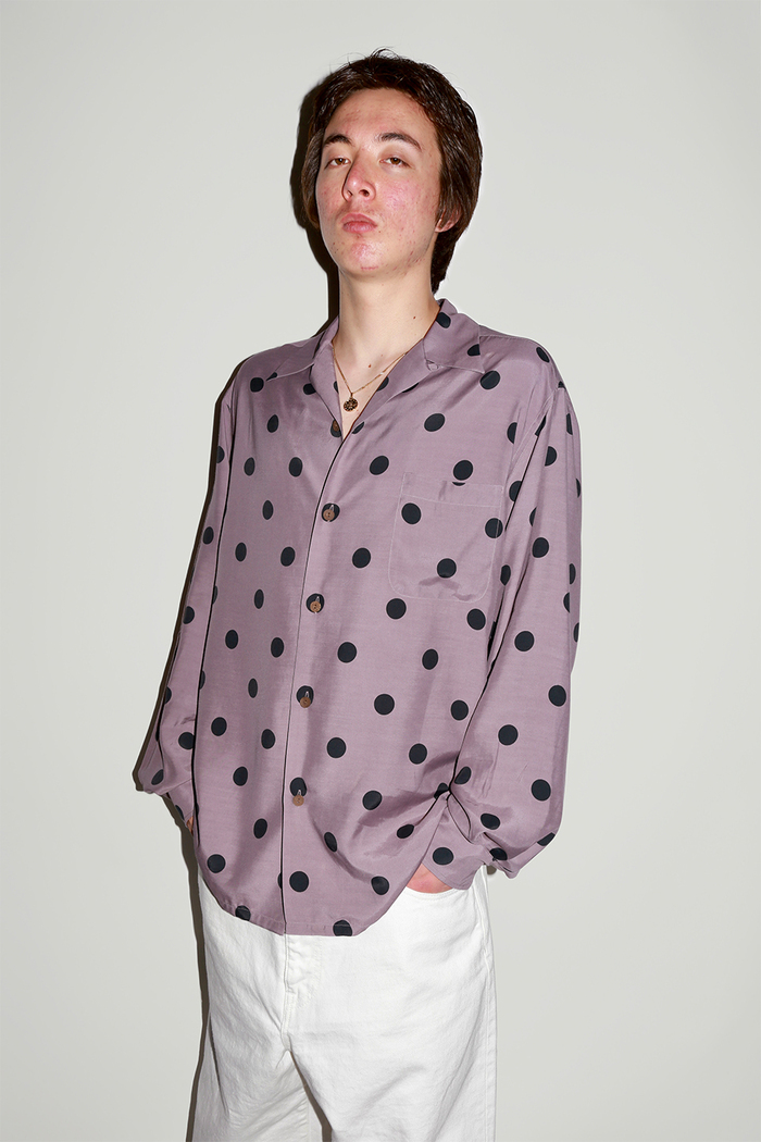 画像: WACKO MARIA/DOTS OPEN COLLAR SHIRT（PURPLE）［ドットオープンカラーシャツ-23秋冬］