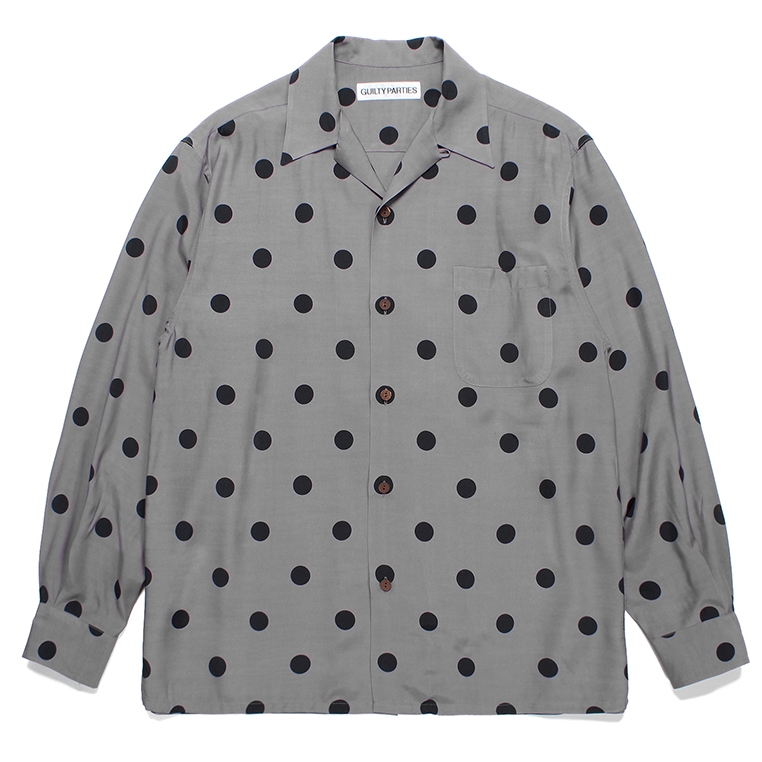 画像: WACKO MARIA/DOTS OPEN COLLAR SHIRT（GRAY）［ドットオープンカラーシャツ-23秋冬］