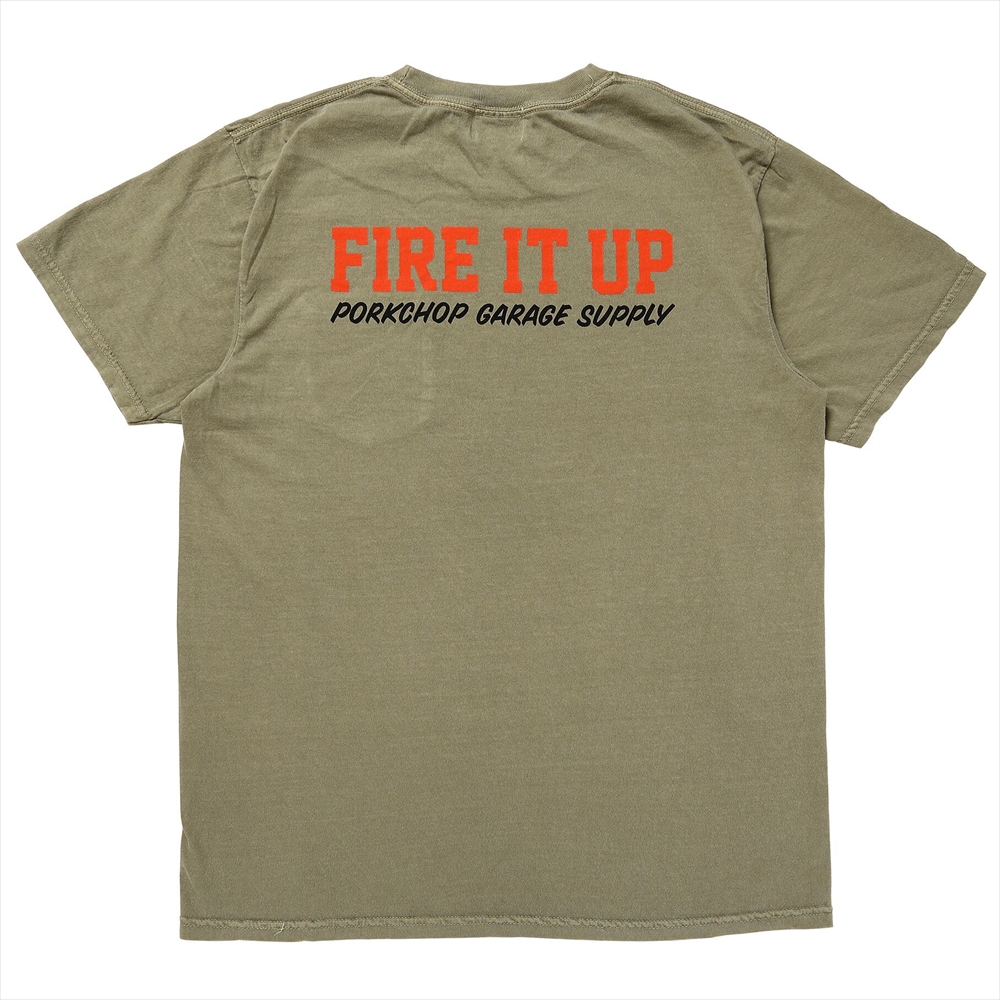 画像: PORKCHOP/FIRE BLOCK POCKET TEE（KHAKI）［プリントポケT-23秋冬］