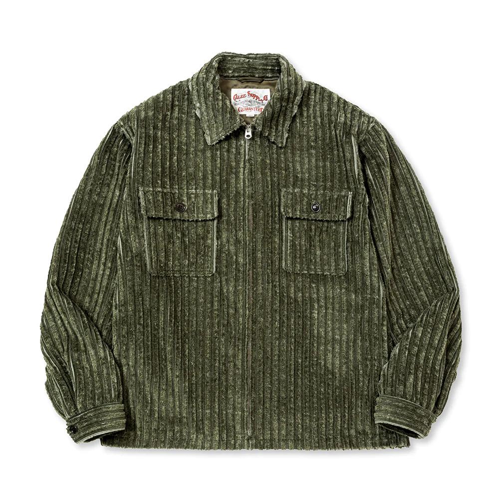 画像: CALEE/JUMBO CORDUROY ZIP SHIRT JACKET（OLIVE）［コーデュロイジップシャツJKT-23秋冬］