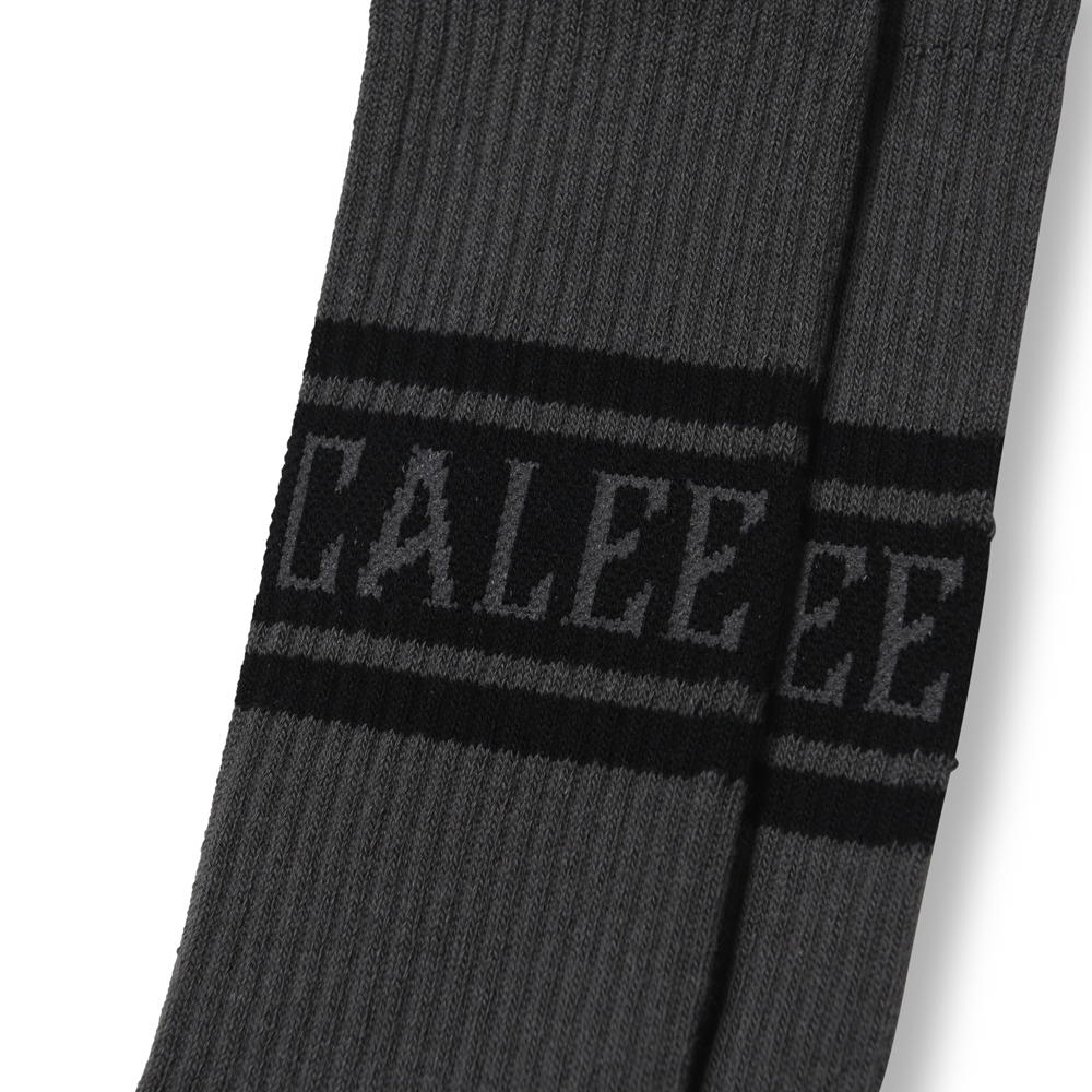 画像: CALEE/JACQUARD PILE LINE SOCKS（CHARCOAL） 【30%OFF】［ラインソックス-23秋冬］