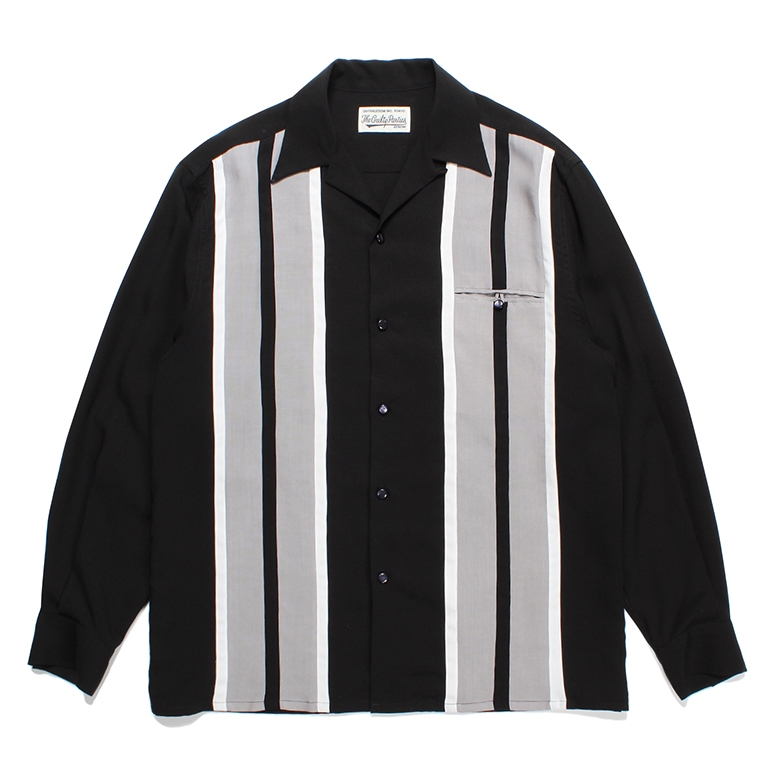 画像: WACKO MARIA/SWITCHING OPEN COLLAR SHIRT（BLACK）［スイッチングオープンカラーシャツ-23秋冬］