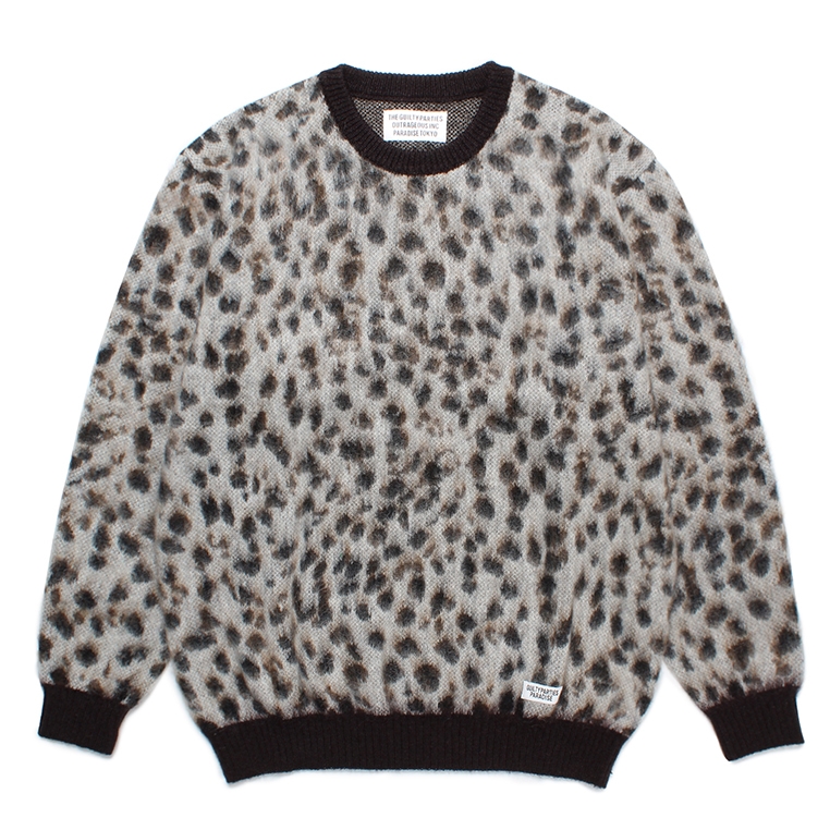 画像: WACKO MARIA/LEOPARD MOHAIR KNIT JACQUARD SWEATER（WHITE）［レオパードモヘアセーター-23秋冬］