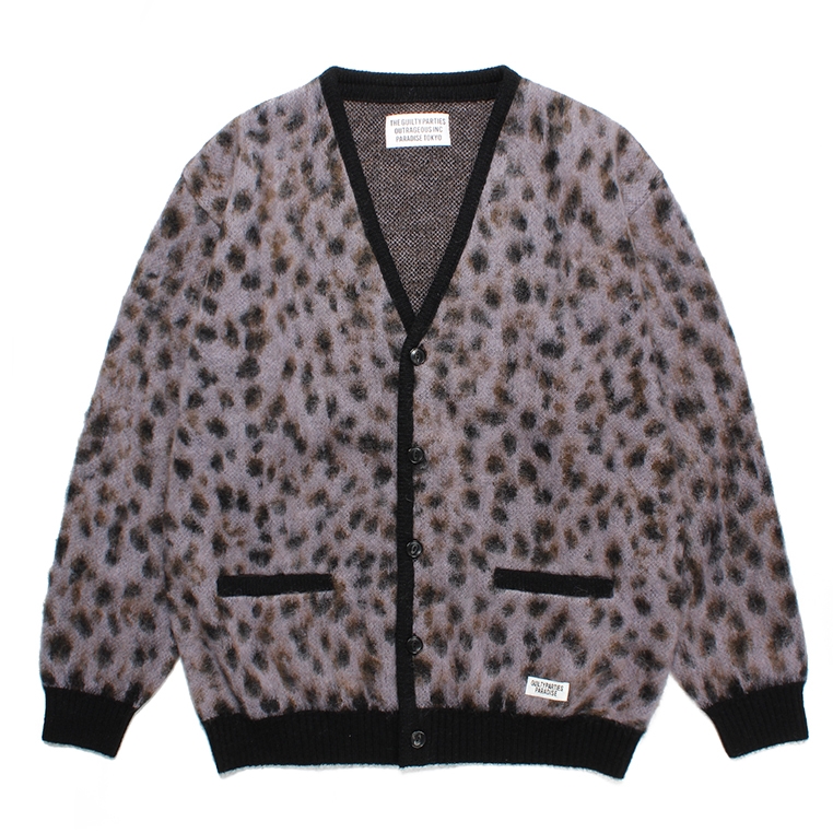 WACKO MARIA/LEOPARD MOHAIR KNIT JACQUARD CARDIGAN（PURPLE