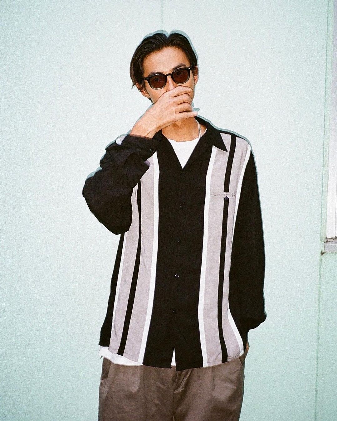 画像: WACKO MARIA/SWITCHING OPEN COLLAR SHIRT（BLACK）［スイッチングオープンカラーシャツ-23秋冬］