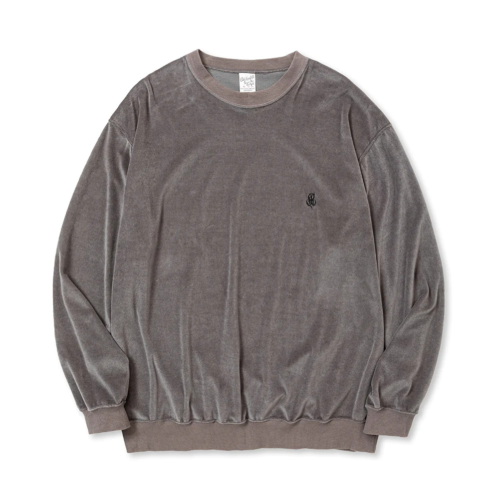 画像: CALEE/EMBROIDERY VELOUR CREW NECK SW（CHARCOAL）［ベロアクルーネック-23秋冬］