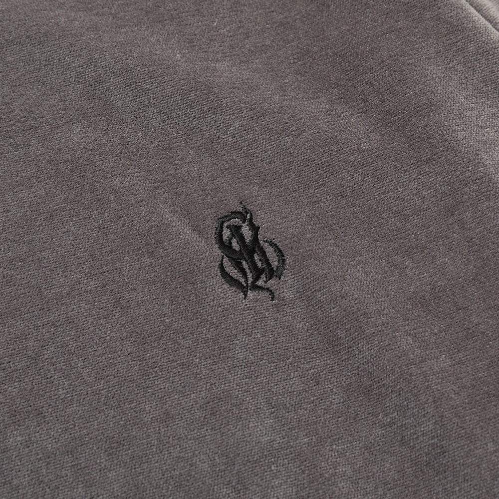 画像: CALEE/EMBROIDERY VELOUR CREW NECK SW（CHARCOAL）［ベロアクルーネック-23秋冬］