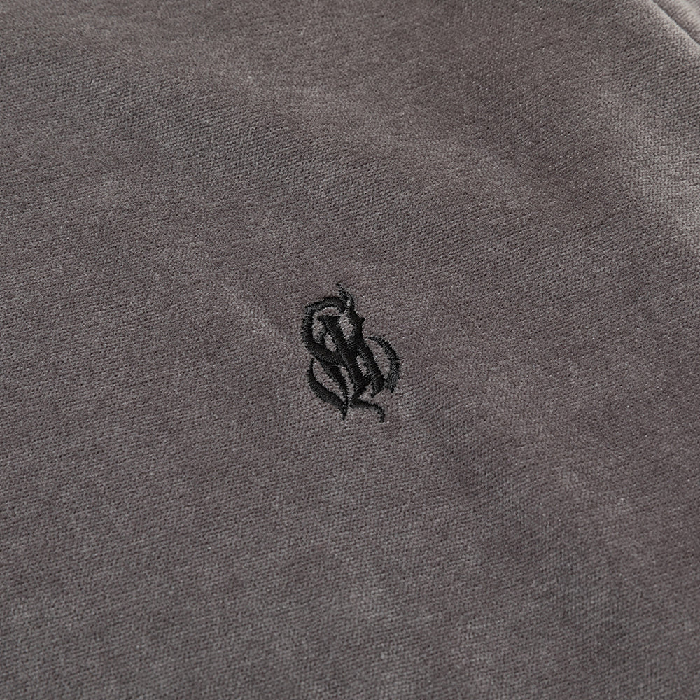 画像: CALEE/EMBROIDERY VELOUR CREW NECK SW（CHARCOAL）［ベロアクルーネック-23秋冬］