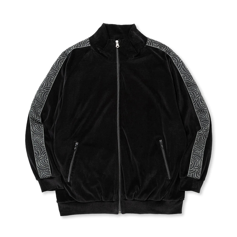 画像: CALEE/VELOUR TRACK JACKET＜SPIRAL JACQUARD PATTERN＞（BLACK） 【30%OFF】［ベロアトラックJKT-23秋冬］