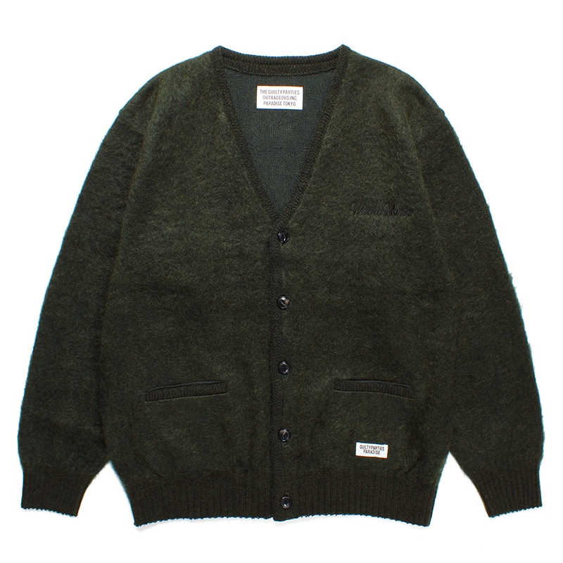 画像: WACKO MARIA/MOHAIR KNIT CARDIGAN（GREEN）［モヘアカーディガン-23秋冬］