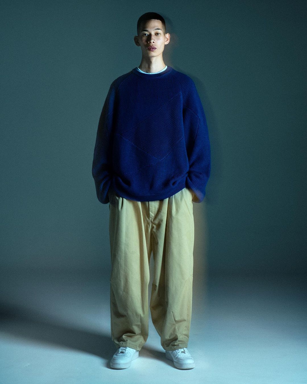 画像: TIGHTBOOTH/SPLICE KNIT SWEATER（Blue）［ニットセーター-23秋冬］