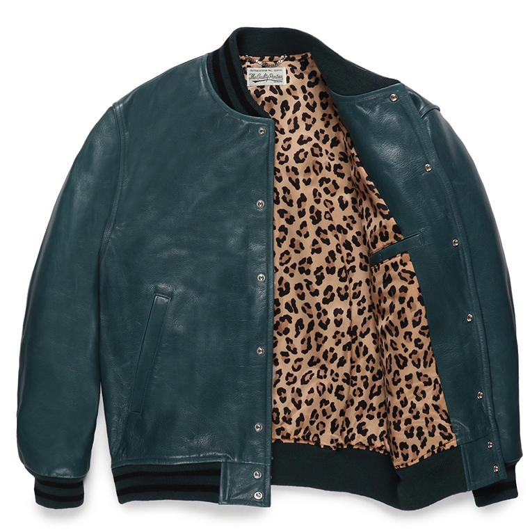 WACKO MARIA/LEATHER VARSITY JACKET（BLUE）［レザーヴァーシティJKT