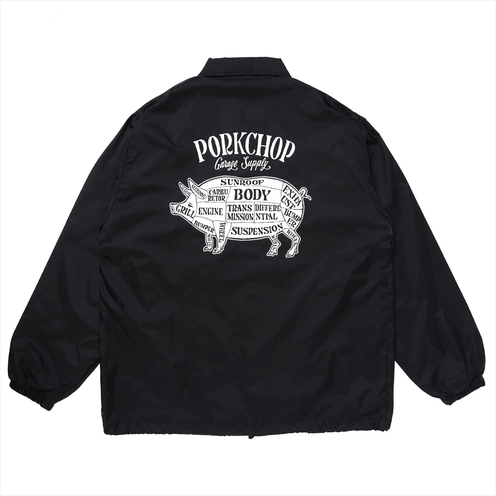 画像: PORKCHOP/PORK BACK COACH JKT（BLACK/WHITE）［コーチJKT-23秋冬］