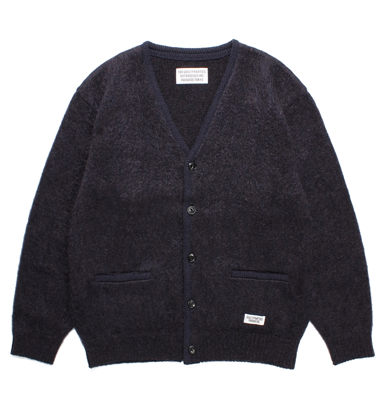 WACKO MARIA/MARBLE MOHAIR KNIT CARDIGAN（PURPLE）［マーブルモヘア