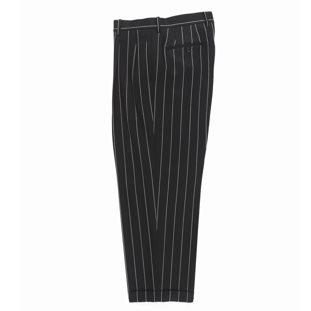 画像: WACKO MARIA/DORMEUIL / STRIPED DOUBLE PLEATED TROUSERS（BLACK）［ツータックスラックス-23秋冬］