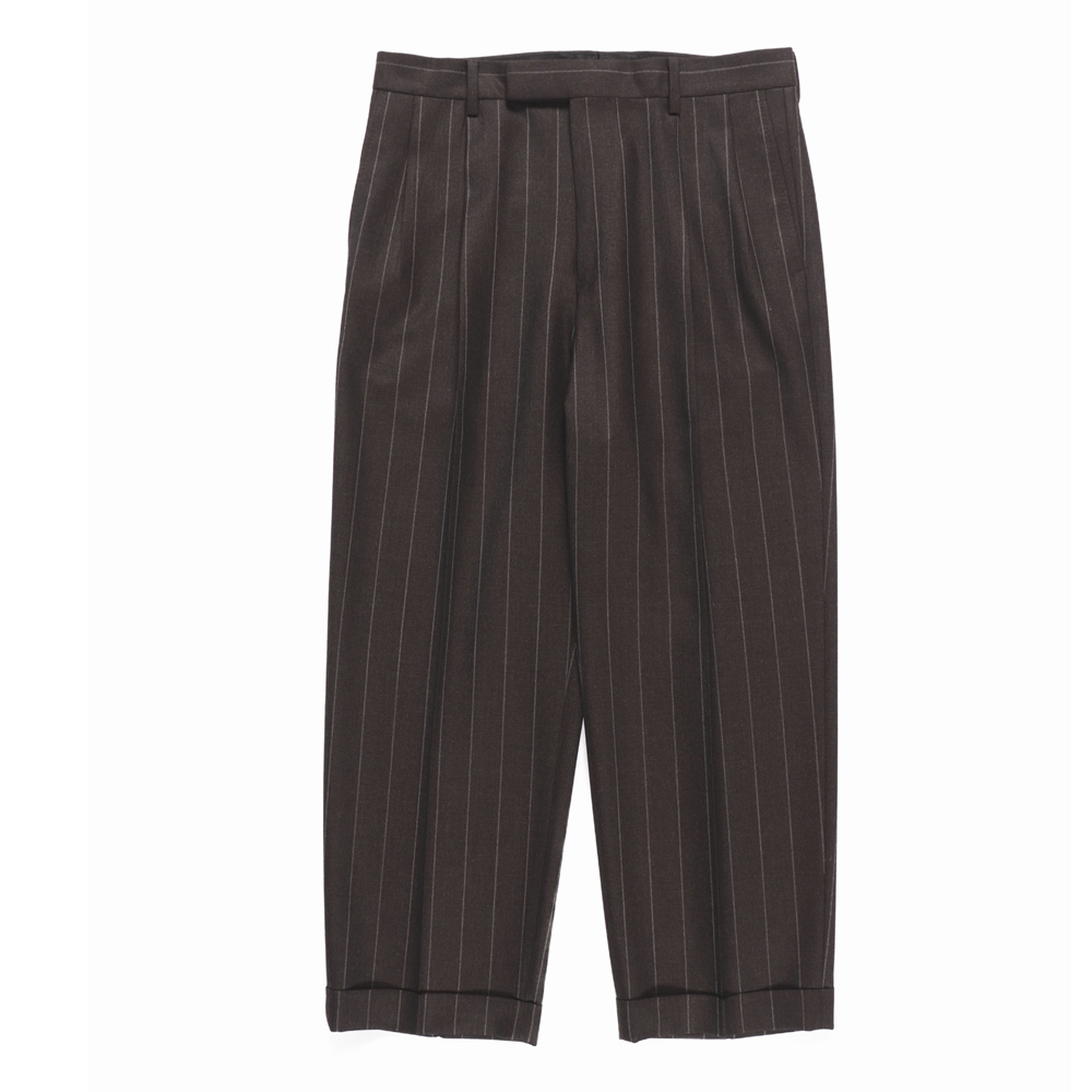 WACKO MARIA/DORMEUIL / STRIPED DOUBLE PLEATED TROUSERS（CHARCOAL 