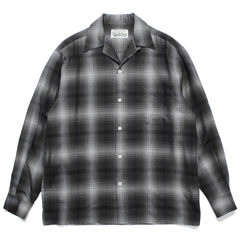 画像: WACKO MARIA/OMBRE CHECK OPEN COLLAR SHIRT（GRAY）［オンブレチェックオープンカラーシャツ-23秋冬］