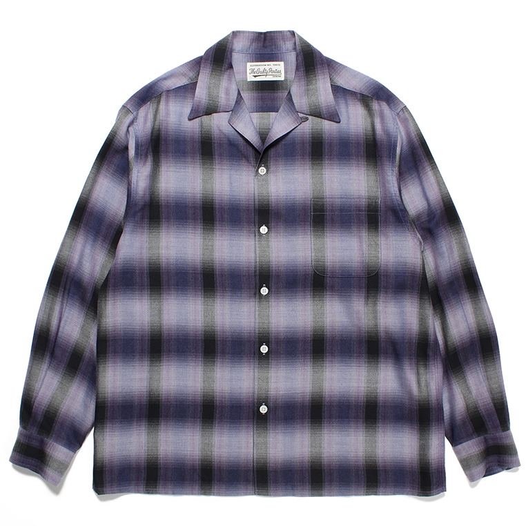 画像: WACKO MARIA/OMBRE CHECK OPEN COLLAR SHIRT（PURPLE）［オンブレチェックオープンカラーシャツ-23秋冬］