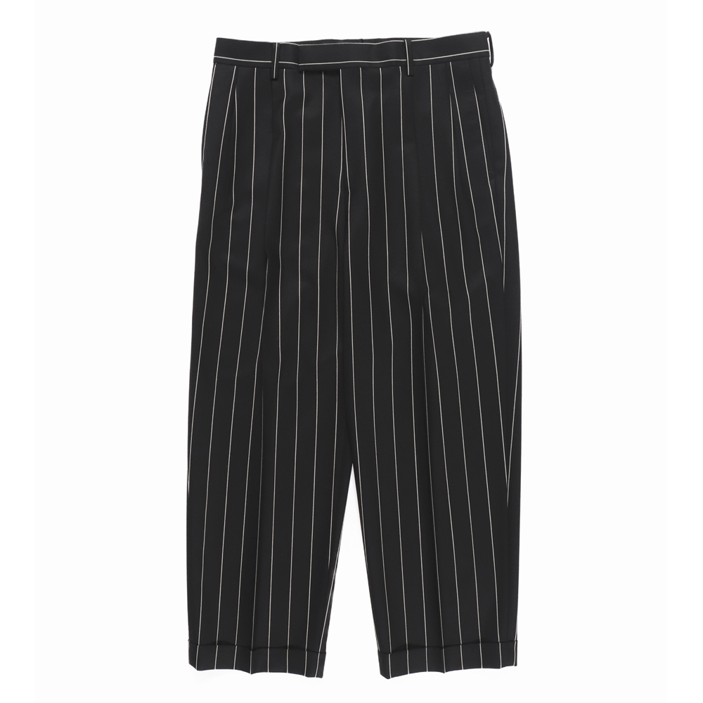 画像: WACKO MARIA/DORMEUIL / STRIPED DOUBLE PLEATED TROUSERS（BLACK）［ツータックスラックス-23秋冬］