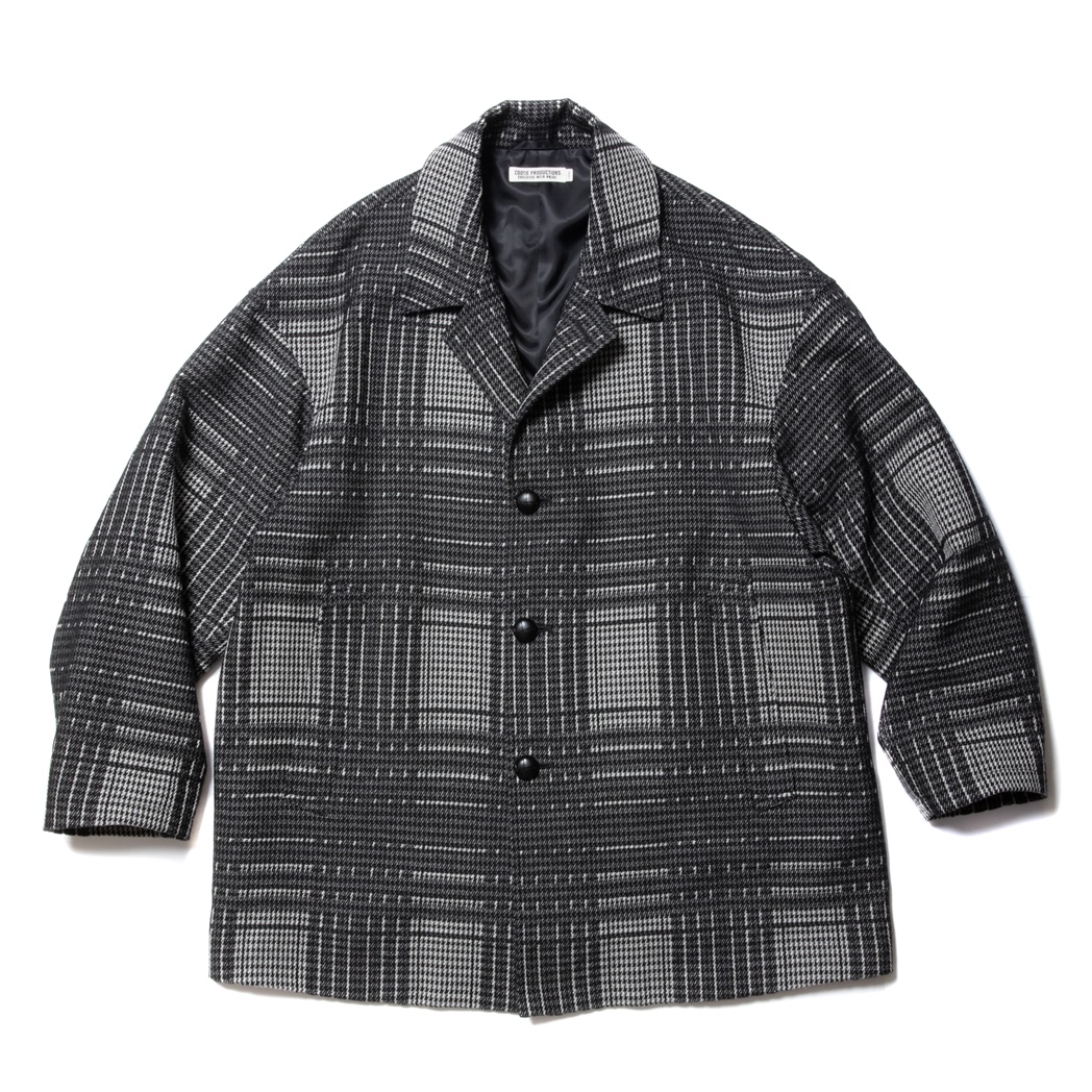 画像: COOTIE PRODUCTIONS/Jacquard Check Wool Short Chester Coat（Black）［ジャガードチェックショートチェスターコート-23秋冬］