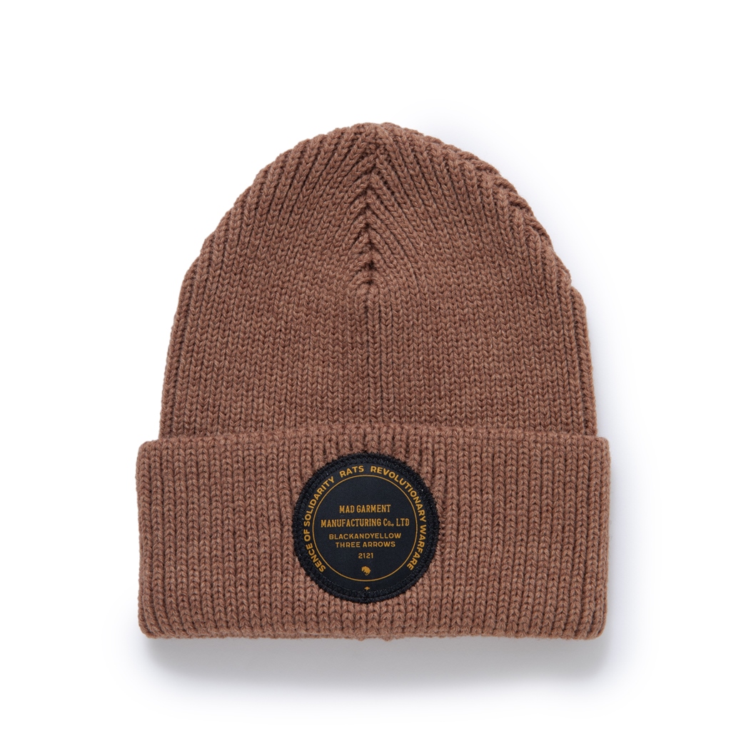 画像: RATS/KNIT CAP CIRCLE PATCH（BROWN）［ニットキャップ-23秋冬］