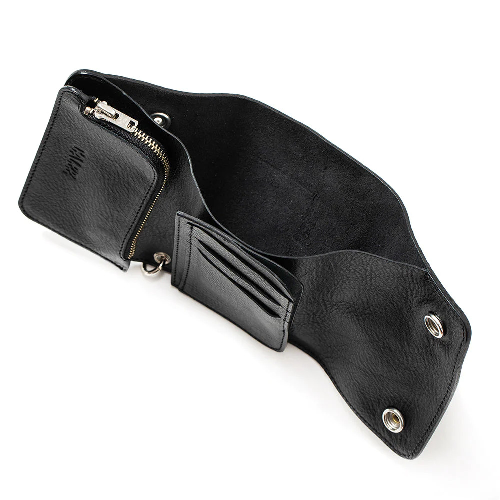 画像: CALEE/STUDS LEATHER FLAP HALF WALLET（BLACK）［スタッズレザーハーフウォレット-23秋冬］