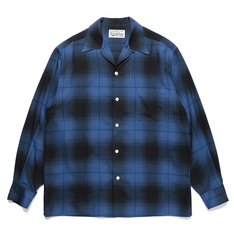 画像: WACKO MARIA/OMBRE CHECK OPEN COLLAR SHIRT（BLUE）［オンブレチェックオープンカラーシャツ-23秋冬］
