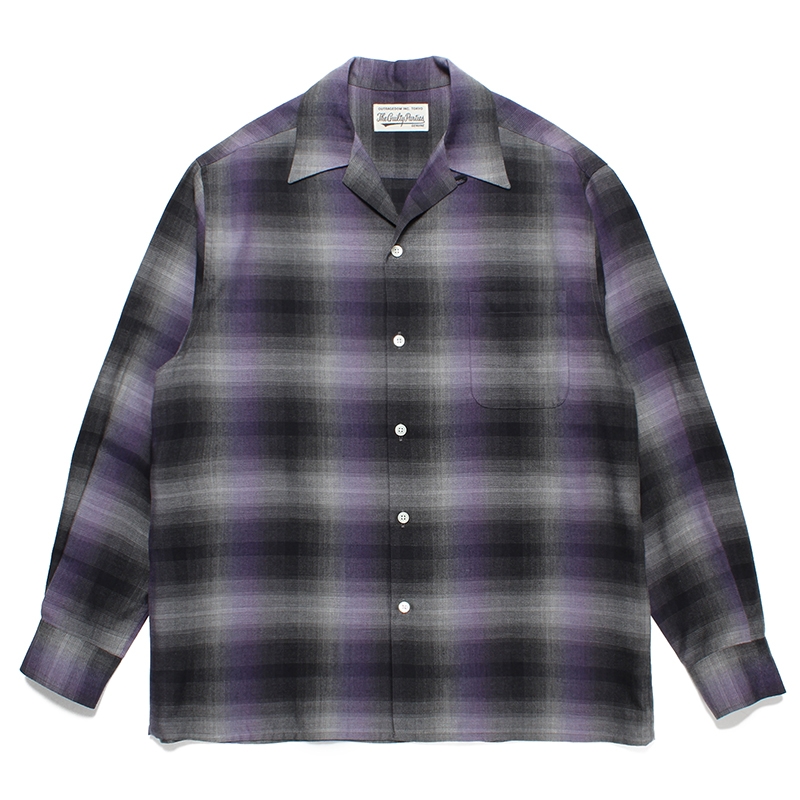 画像: WACKO MARIA/OMBRE CHECK OPEN COLLAR SHIRT（PURPLE）［オンブレチェックオープンカラーシャツ-23秋冬］