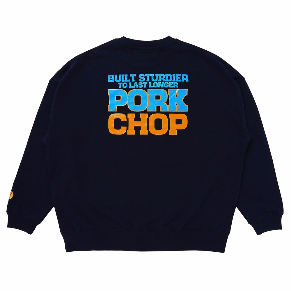 画像: PORKCHOP/O.P. SQUARE SWEAT（NAVY）［クルーネックスウェット-23秋冬］