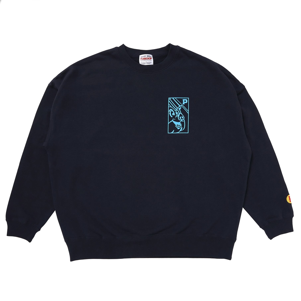 画像: PORKCHOP/O.P. SQUARE SWEAT（NAVY）［クルーネックスウェット-23秋冬］