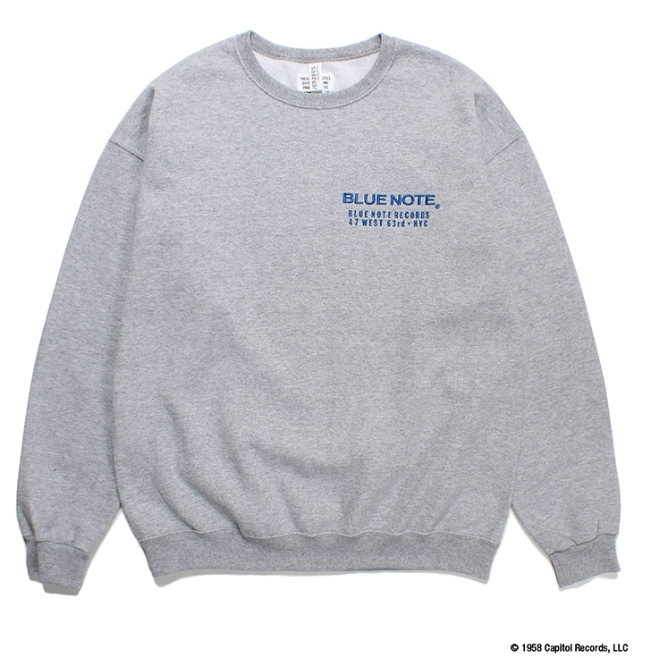 画像: WACKO MARIA/BLUE NOTE / SWEAT SHIRT（GRAY）［クルーネックスウェット-23秋冬］