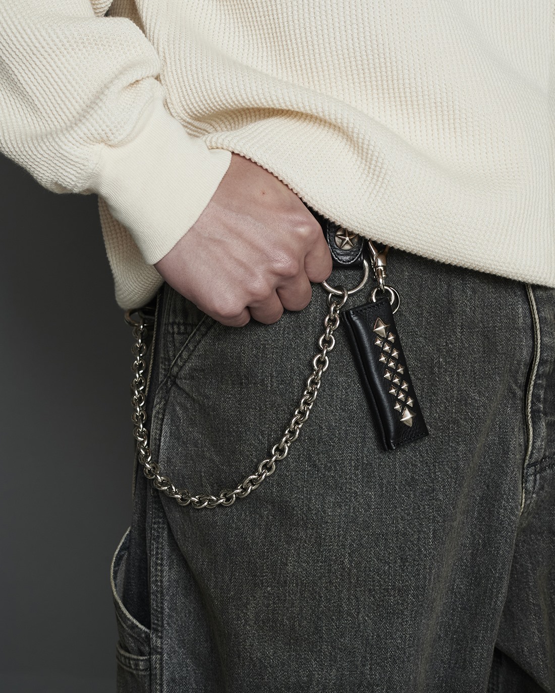 画像: CALEE/STUDS LEATHER ASSORT KEY RING ＜TYPE III＞ C（BLACK C）［スタッズレザーキーリング-23秋冬］