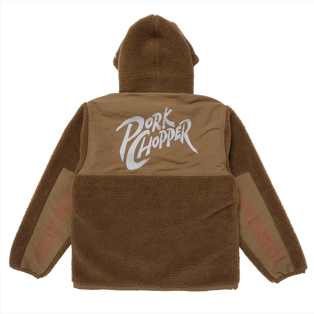 画像: PORKCHOP/BOA FLEECE ZIP UP HOODIE（BROWN）［ボアフリースジップアップフーディー-24春夏］