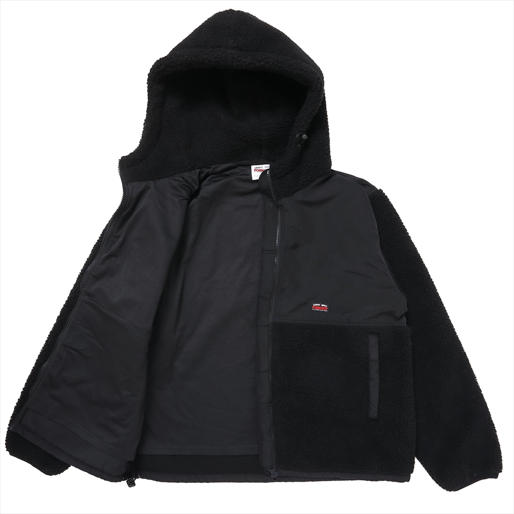 画像: PORKCHOP/BOA FLEECE ZIP UP HOODIE（BLACK）［ボアフリースジップアップフーディー-24春夏］