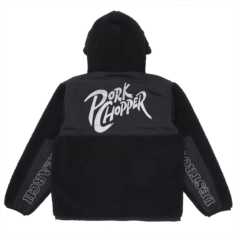 画像: PORKCHOP/BOA FLEECE ZIP UP HOODIE（BLACK）［ボアフリースジップアップフーディー-24春夏］