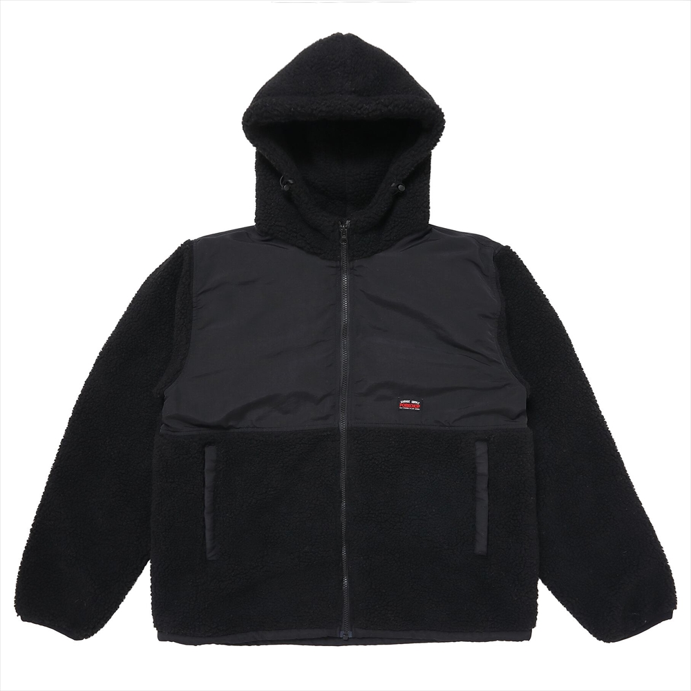 画像: PORKCHOP/BOA FLEECE ZIP UP HOODIE（BLACK）［ボアフリースジップアップフーディー-24春夏］