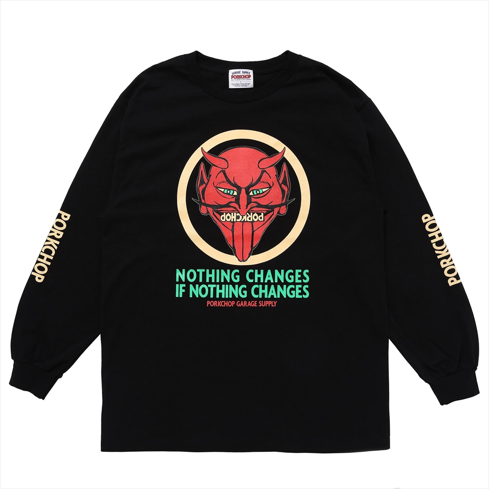 画像: PORKCHOP/NOTHING DEVIL L/S TEE（BLACK）［プリント長袖T-24春夏］