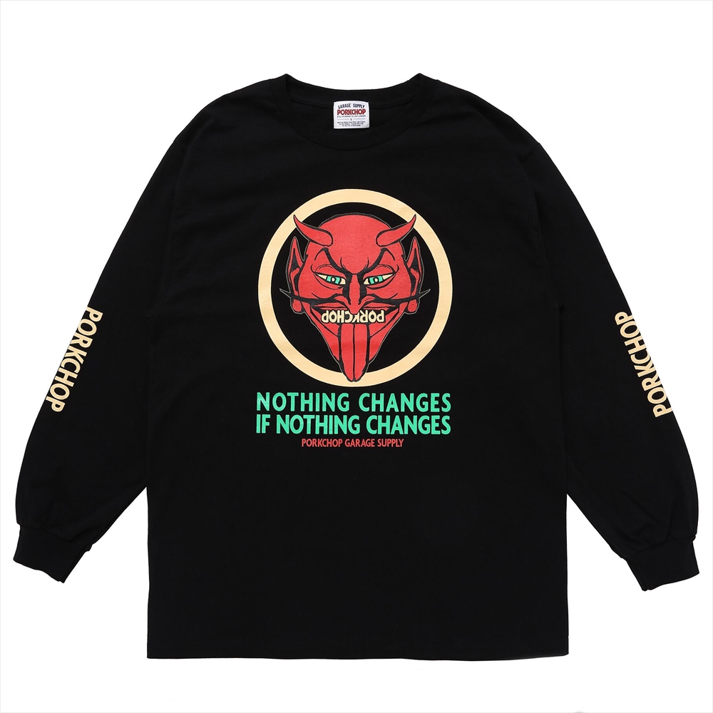 画像: PORKCHOP/NOTHING DEVIL L/S TEE（BLACK）［プリント長袖T-24春夏］