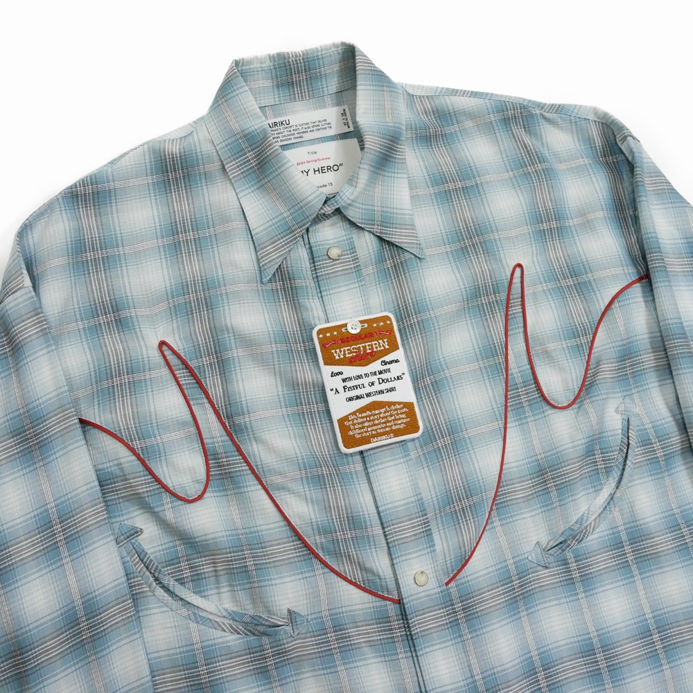 画像: DAIRIKU/Check Western Over Shirt（Aqua）［チェックウエスタンオーバーシャツ-24春夏］
