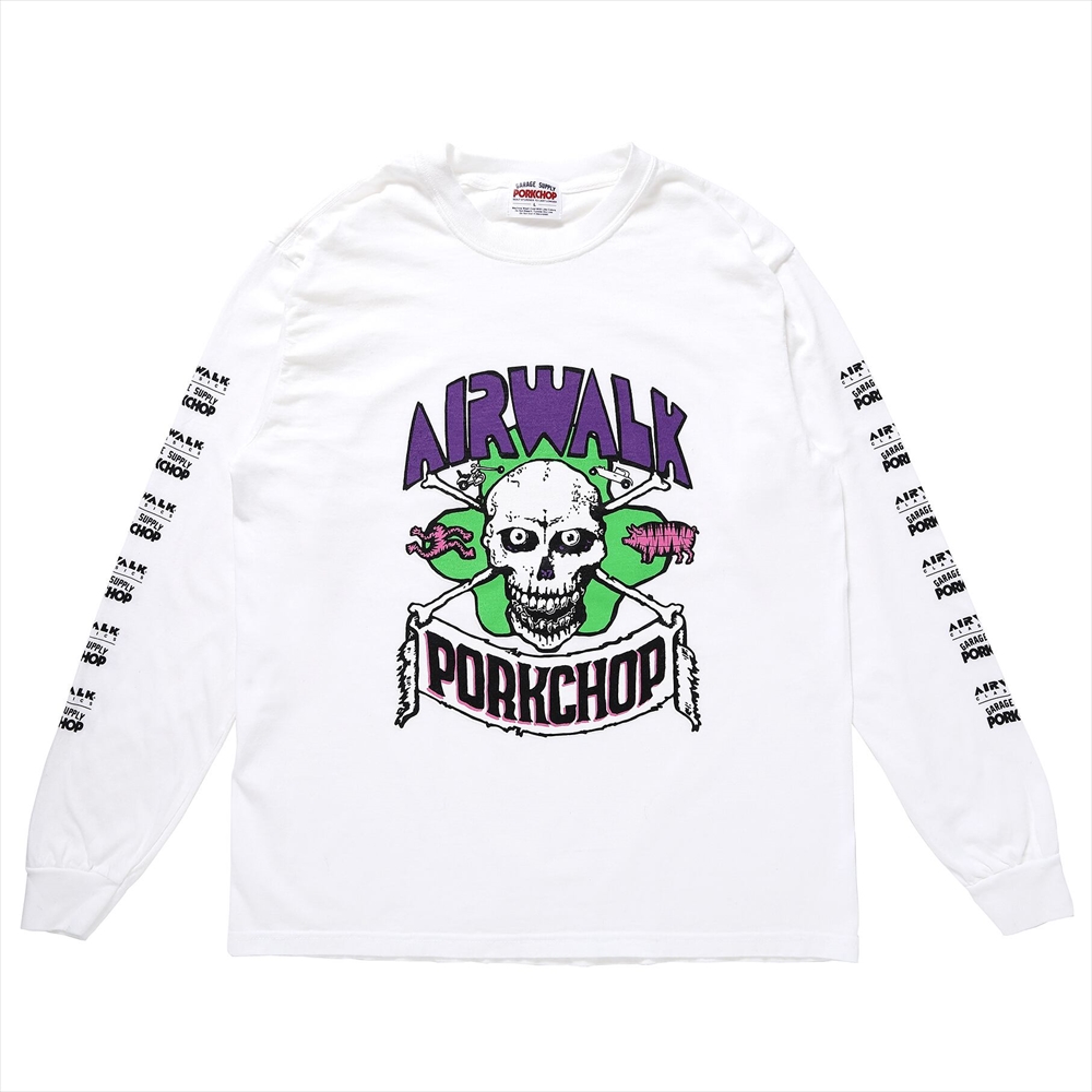 画像: PORKCHOP/AP SKELETON L/S TEE（×AIRWALK CLASSICS）（WHITE）［プリント長袖T-24春夏］