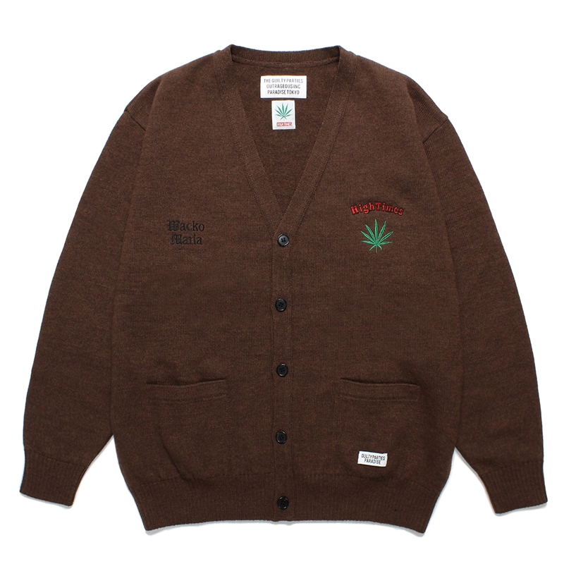 画像: WACKO MARIA/HIGH TIMES / CLASSIC KNIT CARDIGAN（BROWN）［クラシックニットカーディガン-24春夏］