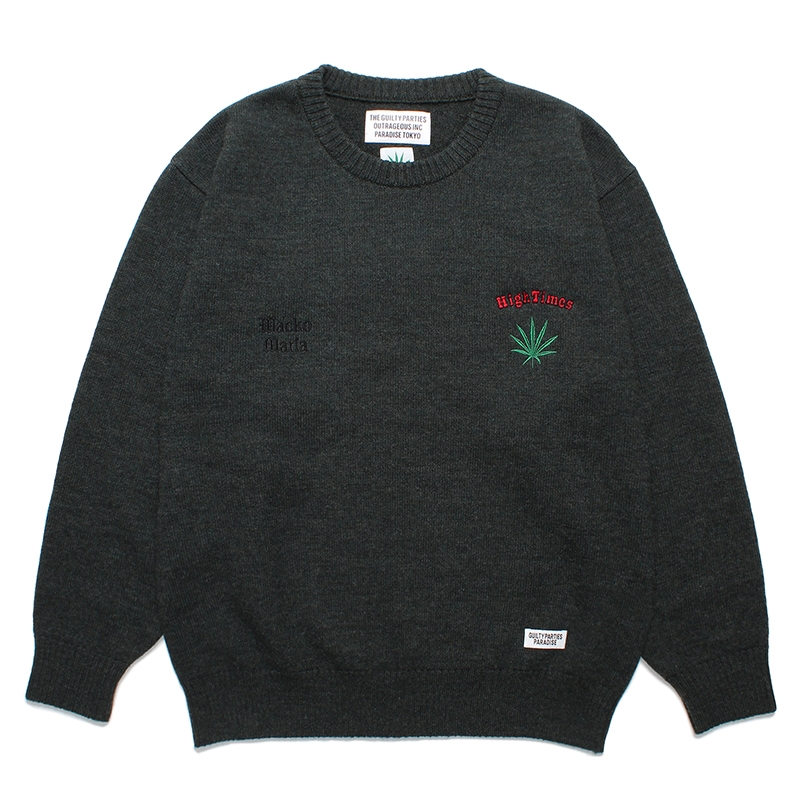 画像1: WACKO MARIA/HIGH TIMES / CLASSIC KNIT SWEATER（GREEN）［クラシックニットセーター-24春夏］ (1)