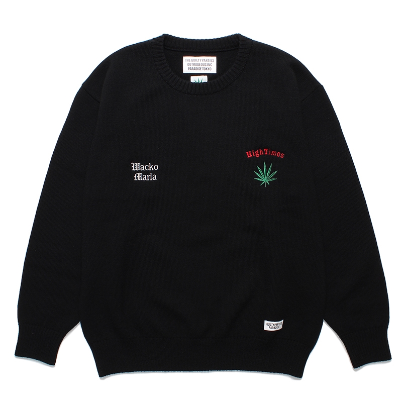 画像1: WACKO MARIA/HIGH TIMES / CLASSIC KNIT SWEATER（BLACK）［クラシックニットセーター-24春夏］ (1)