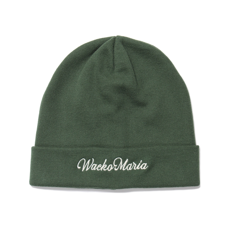 画像1: WACKO MARIA/COTTON KNIT WATCH CAP（GREEN）［コットンニットキャップ-24春夏］ (1)